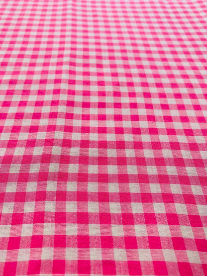 PINK AND WHITE HANDLOOM COTTON FABRIC
