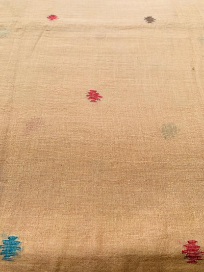 BEIGE BUTTI HANDLOOM JAMDANI COTTON FABRIC