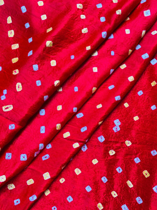 Modal Gaji Red Bandhej Tie Dye Fabric