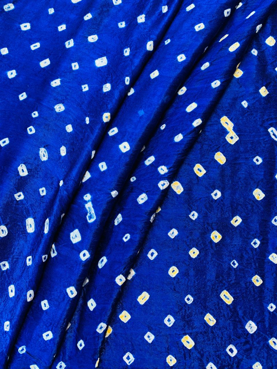 Modal Gaji Blue Bandhani Tie Dye Fabric