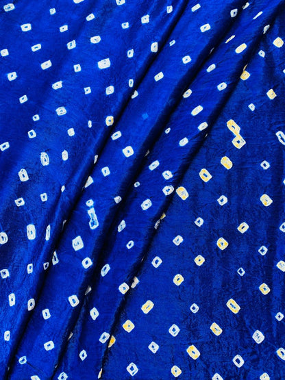 Modal Gaji Blue Bandhani Tie Dye Fabric