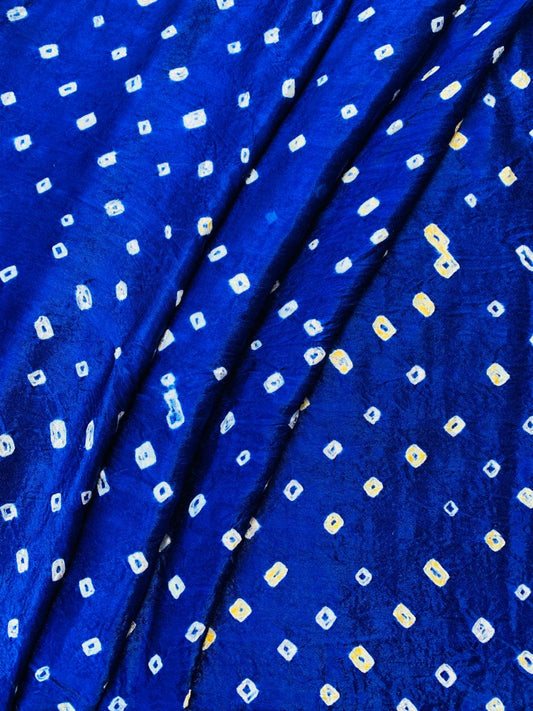 Modal Gaji Blue Bandhani Tie Dye Fabric