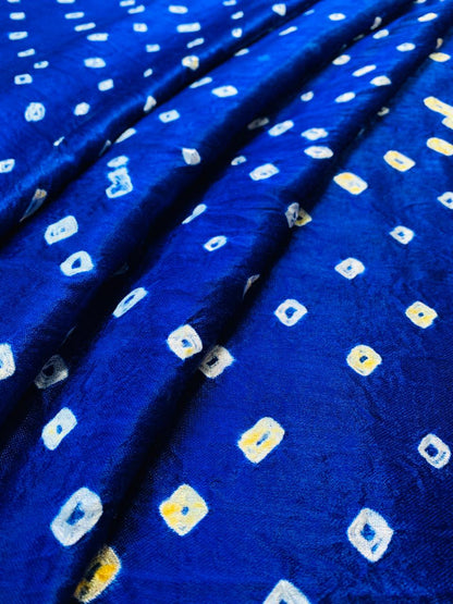Modal Gaji Blue Bandhani Tie Dye Fabric
