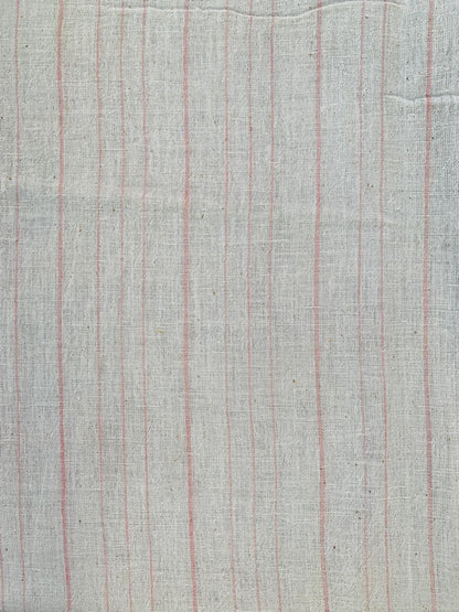 Kala Cotton Pink Line Natural White Handloom Fabric