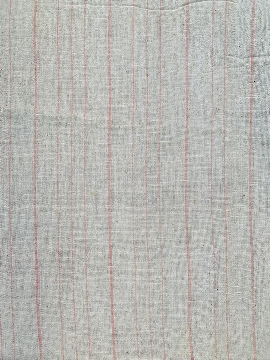Kala Cotton Pink Line Natural White Handloom Fabric
