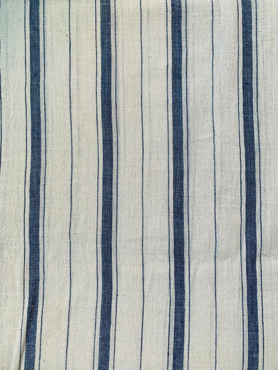 Kala Cotton Black Striped Natural White Handloom Fabric