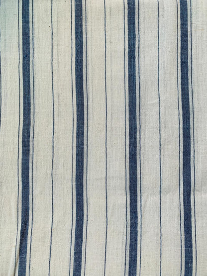Kala Cotton Black Striped Natural White Handloom Fabric