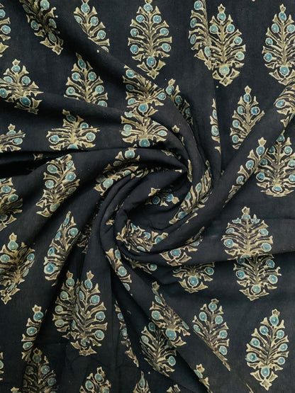 Ajrakh Cotton Handblock Printed Natural Dye Fabric