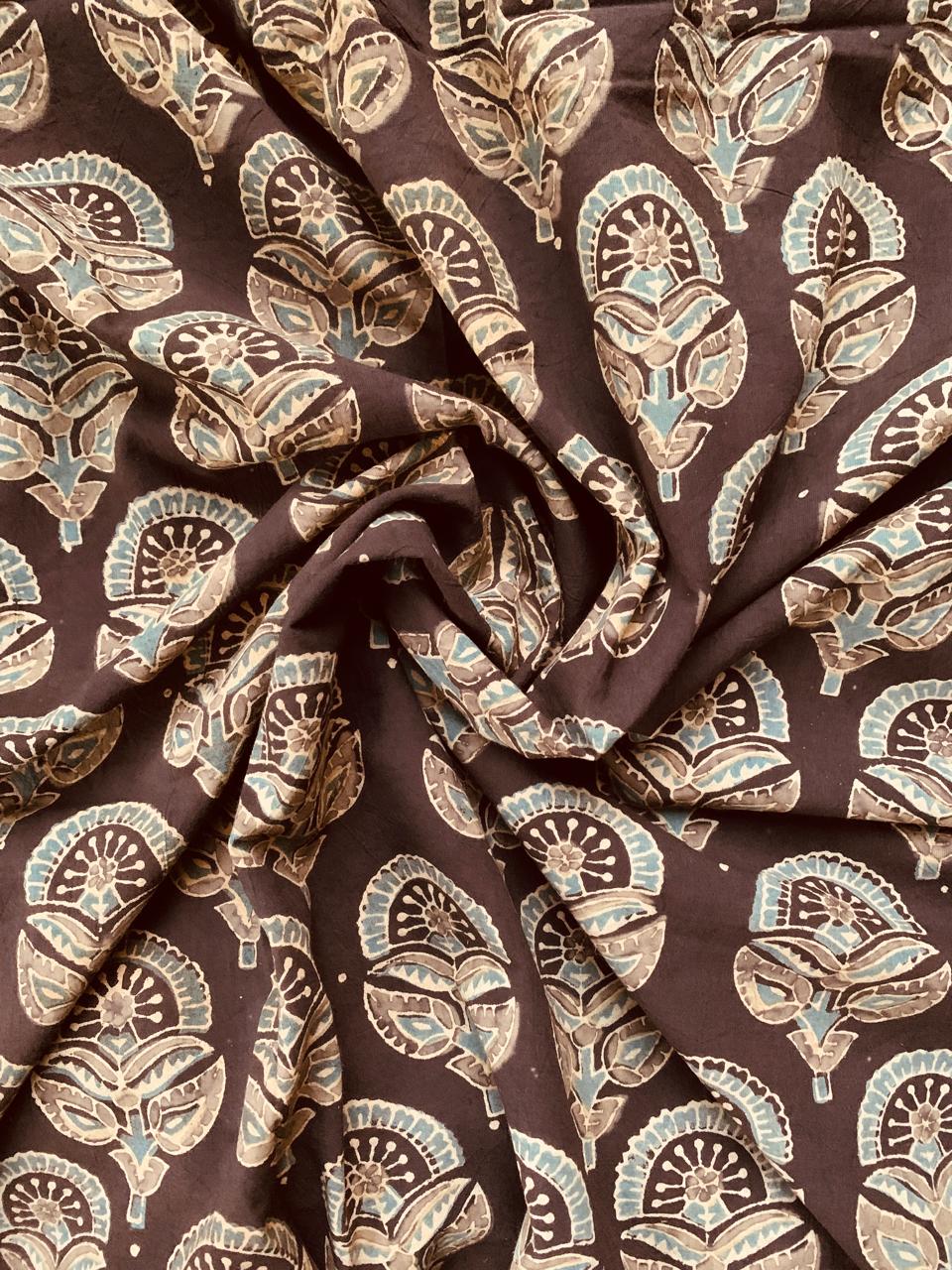 Ajrakh Cotton Handblock Printed Natural Dye Fabric