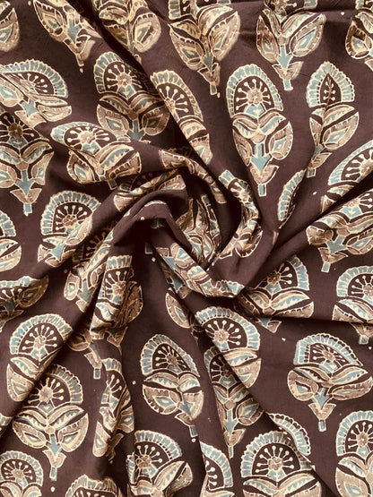 Ajrakh Cotton Handblock Printed Natural Dye Fabric