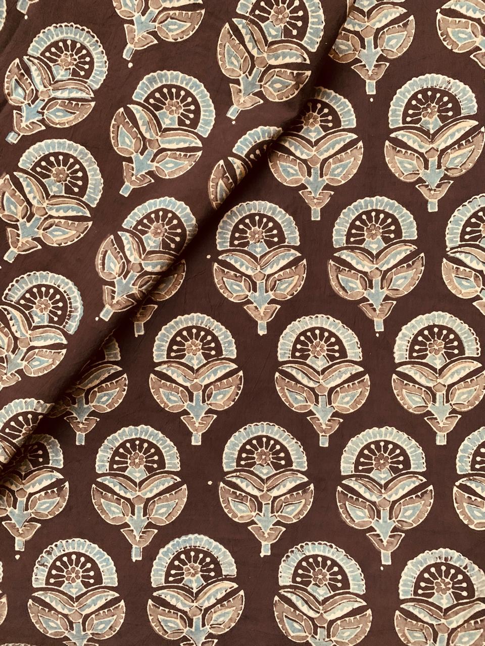 Ajrakh Cotton Handblock Printed Natural Dye Fabric