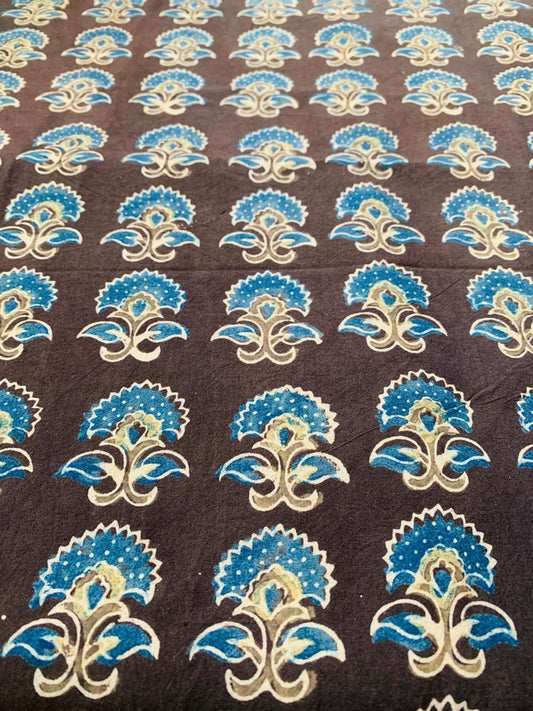 Ajrakh Cotton Handblock Printed Natural Dye Fabric