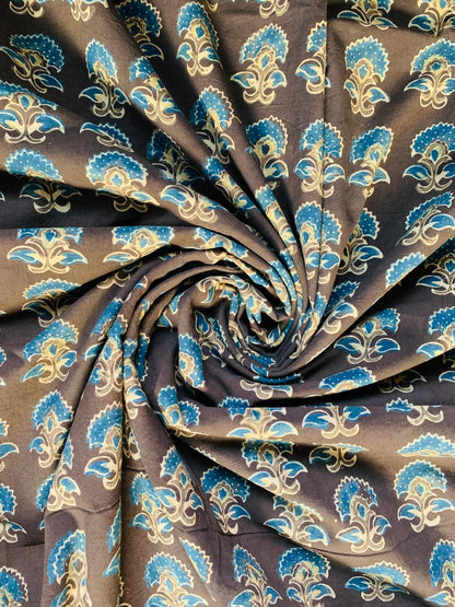 Ajrakh Cotton Handblock Printed Natural Dye Fabric