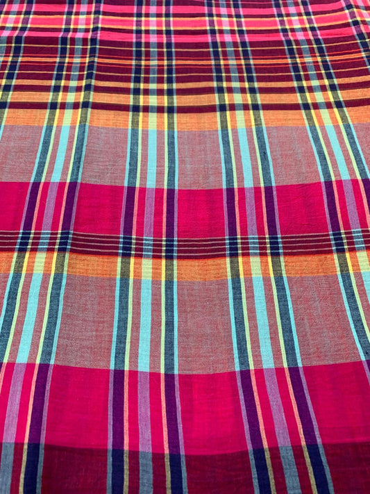 Handloom Cotton Multi Colour Checks Fabric