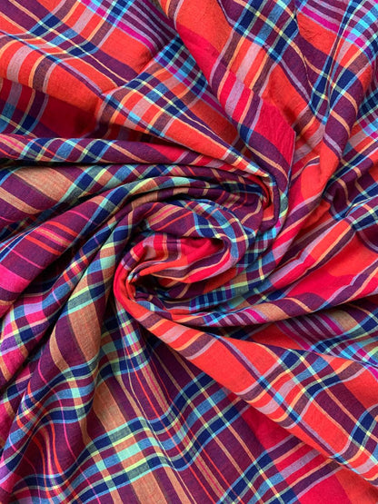 Multi Colour Checks Handloom Cotton Fabric
