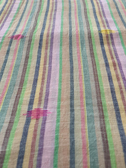Multi Colour Line Butta Jamdani Cotton Fabric
