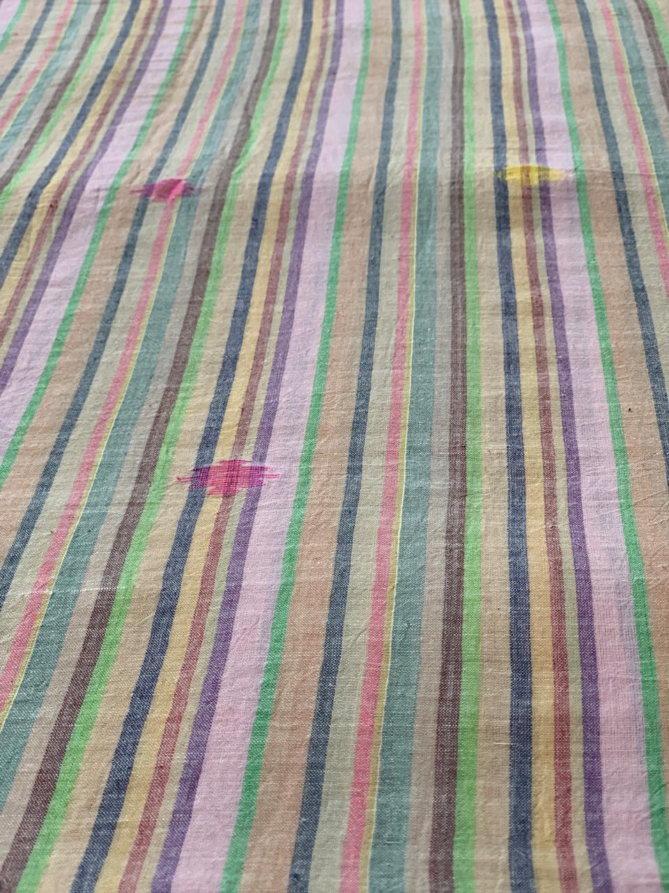 Multi Colour Line Butta Jamdani Cotton Fabric