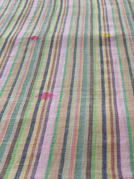 Multi Colour Line Butta Jamdani Cotton Fabric