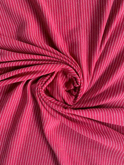 Pink Stripe Handloom Kala Cotton Fabric