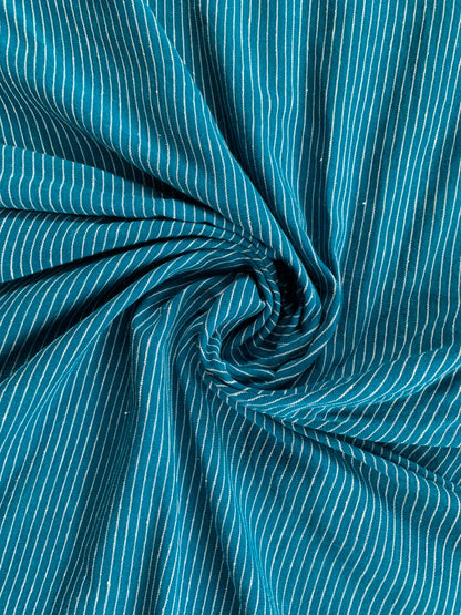 Indigo Stripe Handloom Kala Cotton Fabric