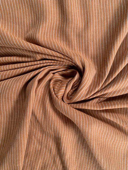 Orange Stripe Handloom Kala Cotton Fabric